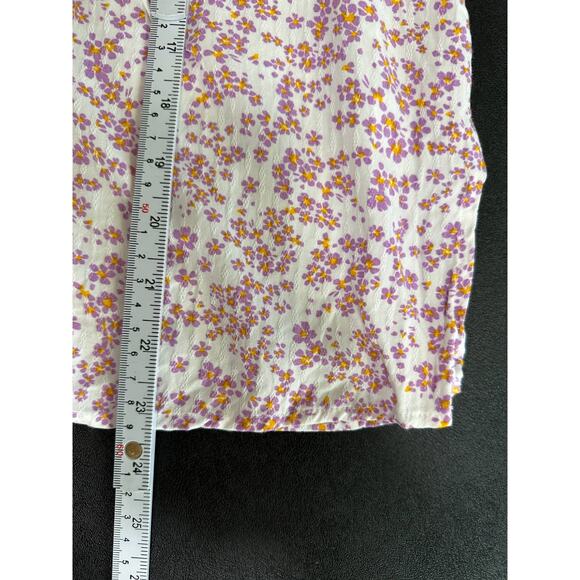 Melrose and Market Purple White Floral 3/4 Sleeve V-Neck Top Blouse Shirt Small - Picture 8 of 10